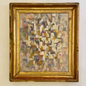 A French Abstract Painting in 19th Century Gilt Frame
